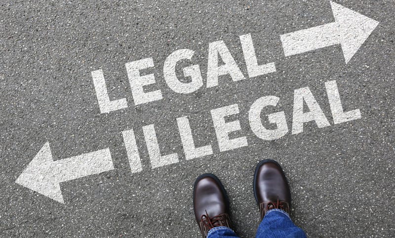 Legal illegal businessman business man concept decision prohibition